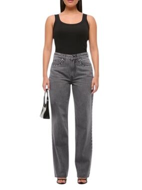 Abercrombie and Fitch Curve Love High Rise Jeans 30 Loose Studded Y2K Aesthetic